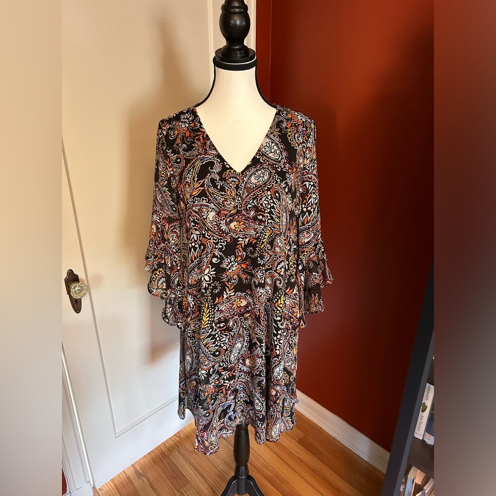 Calvin Klein sz 6 Paisley 3/4 Bell Sleeve Summer Dress